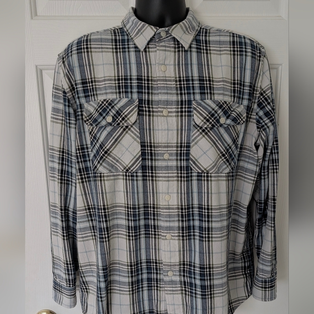 Vintage Pendleton Long Sleeve Flannel Shirt Plaid Men's Large Blue/Grey